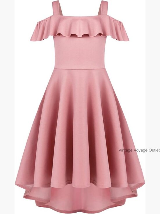 Other - Girls Off Shoulder Flutter Sleeve Midi Swing Dress with Pockets